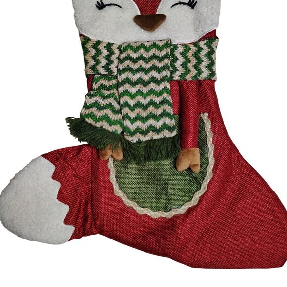 Holiday Time 19 Inch Whimsical Fox Christmas Stocking Holiday Decor - Picture 3 of 4